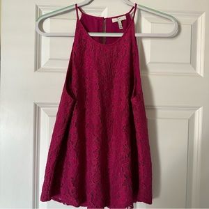 Fuchsia lace halter tank top